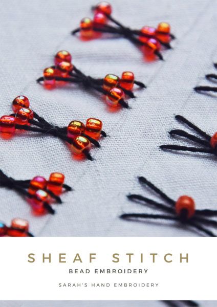 Sheaf Stitch Embroidery Motif, Sheaf Stitch Embroidery Design, How To Bead Embroidery, Simple Embroidery Patterns, Beads Stitching, Embroidery With Beads, Sequin Pattern, Embroidery Lessons, Hand Beaded Embroidery