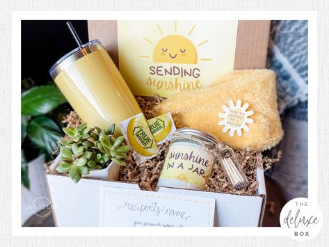 SUNSHINE Care Package + Tree Planted Donation • Sunshine Box • Just Because • Mental Health Boost • Get Well Soon • Teacher Appreciation by LivetoGiveShop on Etsy Sunshine Care Package, Sunshine Box, Comfort Box, Candle Reading, Box Of Sunshine, College Care Package, Candle Matches, Get Well Soon Gifts, Just Because Gifts