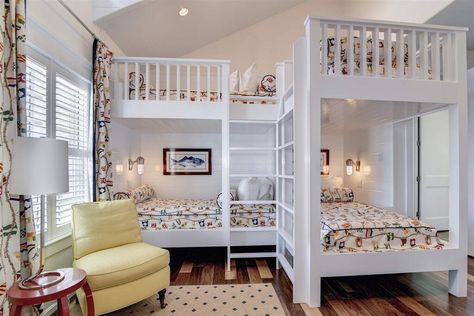 Lake house bunk beds Traditional Kids Bedroom, Sleepover Room, Bed For Girls Room, Bunk Beds Boys, Bunk Bed Plans, Modern Bunk Beds, Shared Kids Room, Bunk Beds Built In, Modern Murphy Beds