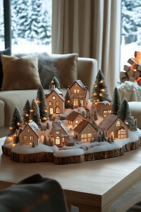 21 Magnificent White Christmas Decor Ideas 3 White Christmas Village Diy, White House Village Christmas, Christmas Designs Ideas, Stunning Christmas Decor, Winter Decor Home, Xmas Village Ideas, Scandinavian Christmas Village, Christmas Nativity Decor, White Wonderland Christmas Decor