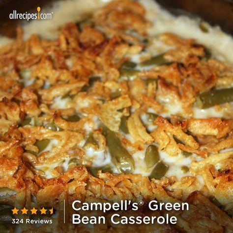 Can’t have #Thanksgiving without Campbell's®️️ Green Bean Casserole! Repin this traditional Turkey-Day side. http://allrecipes.com/recipe/Campbells-Green-Bean-Casserole/Detail.aspx?lnkid=7171 Campbells Green Bean Casserole Recipe, Blanch Green Beans, Green Bean Casserole Ingredients, Green Bean Casserole Campbells, Crispy Fried Onions, Traditional Turkey, Green Bean Casserole Recipe, Classic Green Bean Casserole, Green Bean Casserole Easy