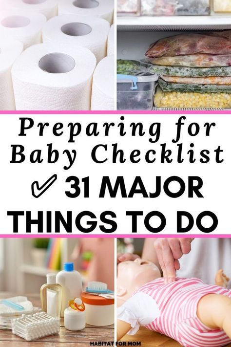 Preparing for Baby Checklist, 31 Major Things To Do. Here are 31 things you mUST do before baby arrives. #preparingforbabychecklist #babychecklist #pregnancychecklist #pregnancy #habitatformom Before Baby Arrives Checklist, Sofia Grace, To Do Before Baby Arrives, Baby Remedies, First Time Pregnancy, Pregnancy Checklist, Pregnancy Planner, Newborn Baby Tips, Baby Checklist