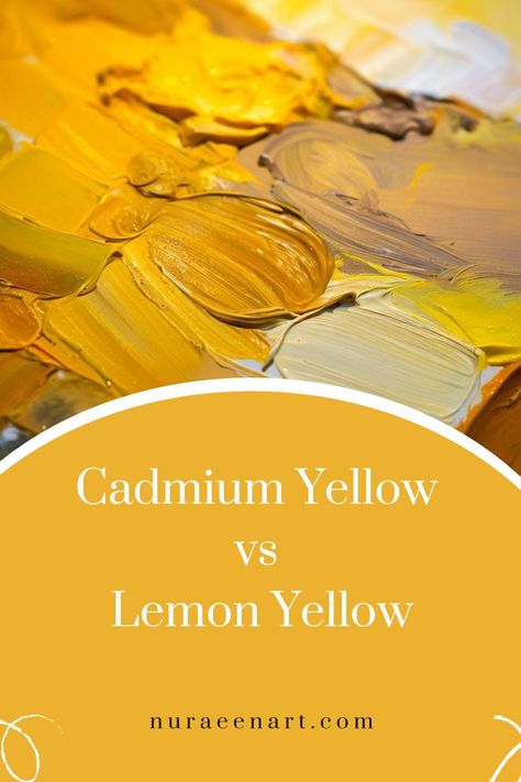 comparison between cadmium yellow and lemon yellow color Cadmium Yellow, Color Mixing Chart, Mixing Colors, Inspiration Logo, Painting Art Lesson, Yellow Art, Art Lesson, Lemon Yellow, Color Theory