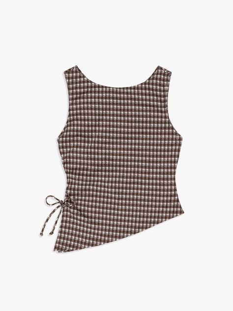 Erin Tank - Cocoa Plaid Low Back Knit Top, Fall Statement Pieces, Feminine Tank Top, Essential Tops For Women, Cute Tops For Fall, Work Fits Women Casual, Where To Buy Clothes Cheap, Dream Clothes T-shirts & Tank Tops, Cute Going Out Tops