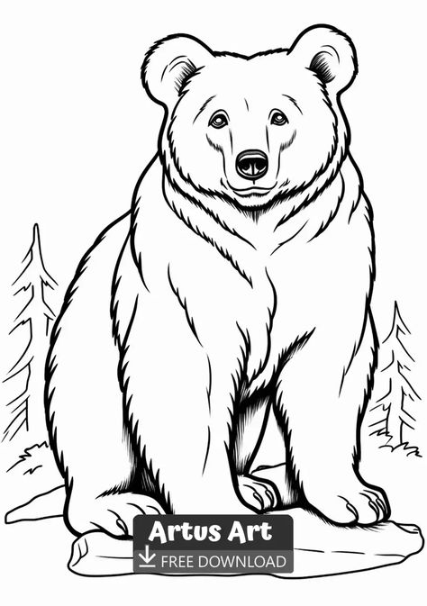 Cute Bear Coloring Page - Free PDF Download Coloring Page. #bearcoloringpage #cutebearcoloringpage #bear Bear Face Drawing, Bear Coloring Page, Native American Bear, Animal Cutouts, Animal Drawings Sketches, Bear Coloring Pages, Cool Pencil Drawings, Princess Coloring Pages, Bear Face