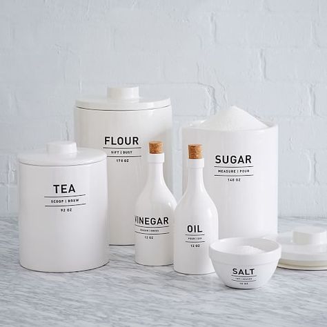 Utility Kitchen Canisters - White Stoneware Canisters, Utility Kitchen, Kitchen Staples, Coffee Canister, Stil Industrial, Classic Kitchen, Kitchen Canisters, Interior Modern, Kitchen Trends