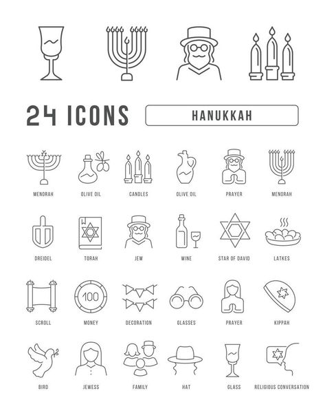 Vector Line Icons of Hanukkah Vector Doodle, Vector Line, Torah, Line Icon, Line Drawing, Hanukkah, Vector Free, Doodles, Clip Art