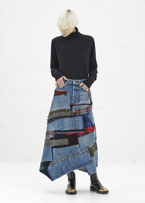 Artisanats Denim, Jean Diy, Jeans Recycling, Denim Skirt Trend, Ropa Upcycling, Repurposed Denim, Patchwork Clothes, Mode Tips, Denim Inspiration