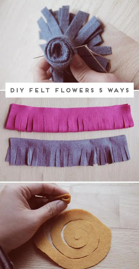 Textile Flowers Diy, Felt Crafts Flowers, Diy Felt Flowers, Homemade Flowers, Felt Flower Template, Felt Flowers Patterns, Felt Spring, Dog Craft, Felt Flower Tutorial