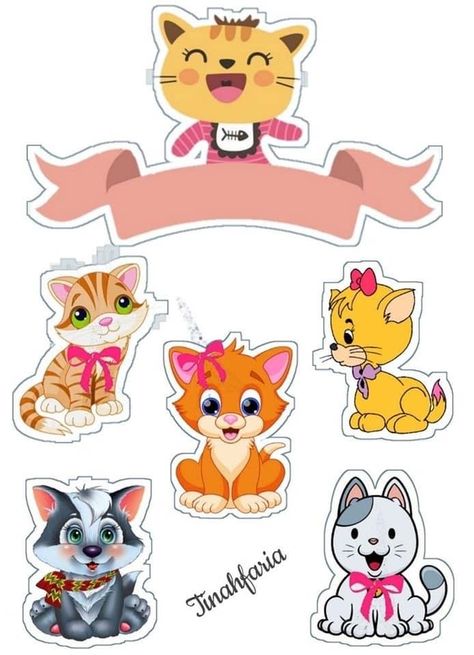 Cat Cake Topper Printable, Lol Doll Cake, Cat Cake Topper, Cake Banner, Shrink Art, Birthday Cake Topper Printable, Card Embellishments, Baby Birthday Cakes, Baby Cookies