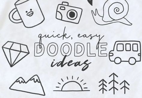 25 Cute and Easy Doodles to Draw Basic Doodles For Beginners, Simple Doodles Mountains, Cute Small Easy Doodles Cat, Animal Doodles Simple Step By Step, Easy Dinosaur Drawing, Easy Heart Drawings, Bullet Journal Doodles Step By Step, Easy Fish Drawing, Doodle For Beginners