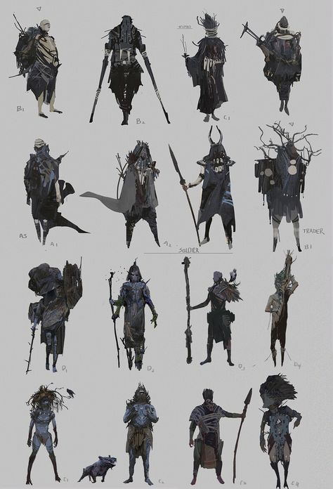 ArtStation - CROW—Character _Sketches1, Liang Mark Character Thumbnails Sketch, Human Concept Art, Crow Character, Thumbnail Sketches, Kunst Inspiration, Concept Art Character, Character Sketches, Arte Obscura, Concept Art Drawing