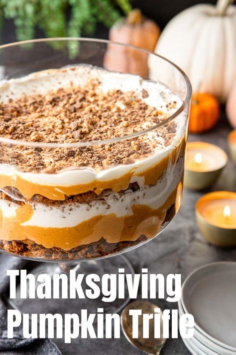 Thanksgiving Trifle, Gingerbread Trifle, Pumpkin Trifle, Pumpkin Gingerbread, Trifle Bowl, Biscoff Cookies, Trifle Desserts, Pumpkin Cream Cheeses, Trifle Recipe