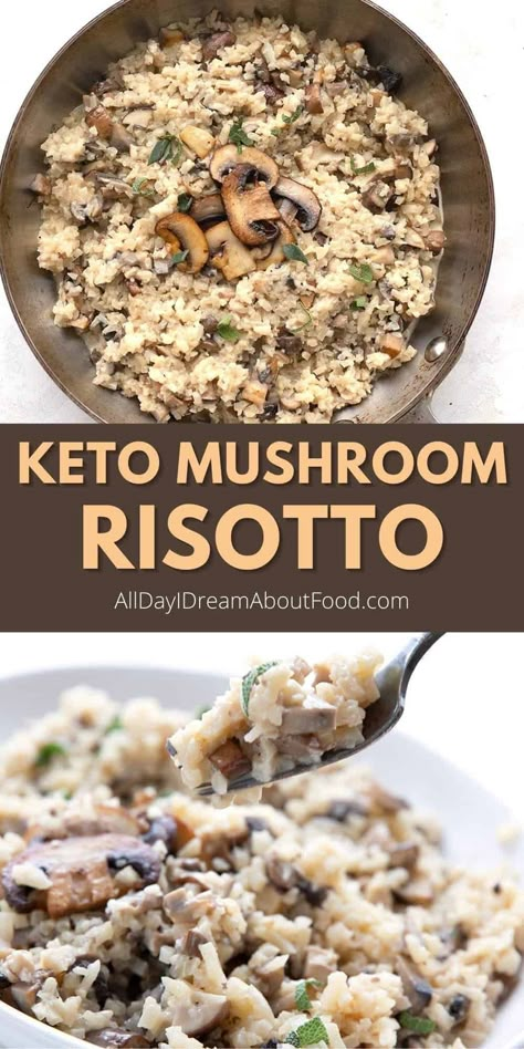 This cauliflower risotto recipe is the perfect low carb side dish. Full of classic mushroom risotto flavor with a mere fraction of the carbs. And it takes only 25 minutes to make! Cauliflower Risotto Recipes, Keto Mushrooms, Low Carb Side Dish, Low Carb Side, Cauliflower Risotto, Baking Powder Uses, Boiled Egg Diet Plan, Risotto Recipe, Low Carb Sides