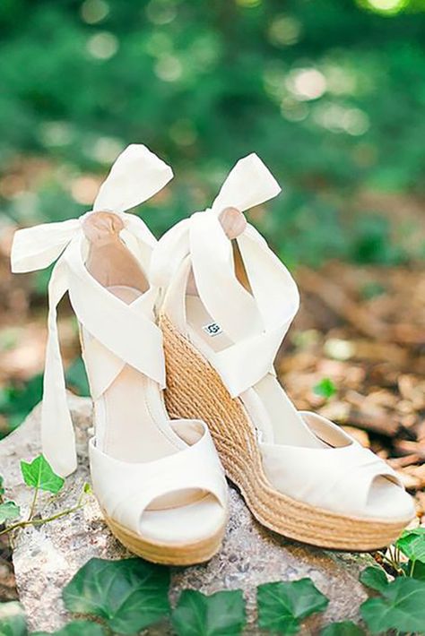 27 Wedge Wedding Shoes To Walk On Cloud ❤ See more: http://www.weddingforward.com/wedge-wedding-shoes/ #wedding Spring Wedding Shoes, Bridal Wedges, Summer Wedding Shoes, Wedding Wedges, Wedge Wedding Shoes, Ivory Wedding Shoes, Wedding Boots, White Wedges, Shoes Photo