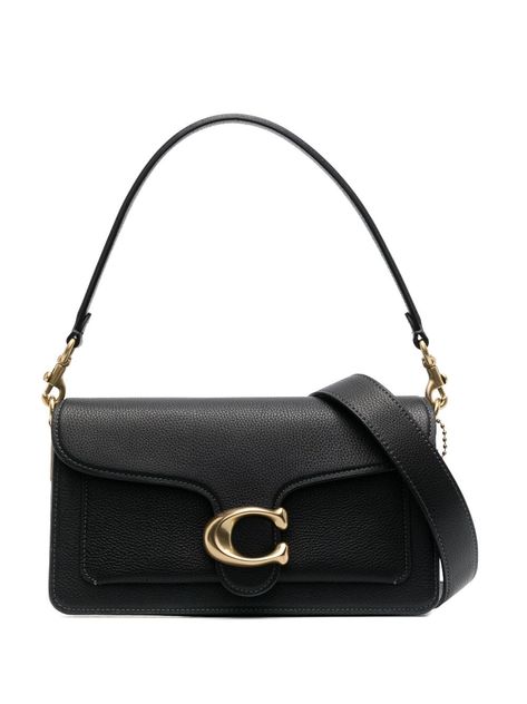 black calf leather pebbled texture gold-tone logo plaque detachable shoulder strap foldover top partitioned compartment internal zip-fastening pocket Coach Tabby 26 Black, Coach Black Purse, Coach Bag Tabby, Coach Tabby Black, Coach Tabby 26, Classy Bags, Black Coach Bag, Formal Bag, Black Coach Purse