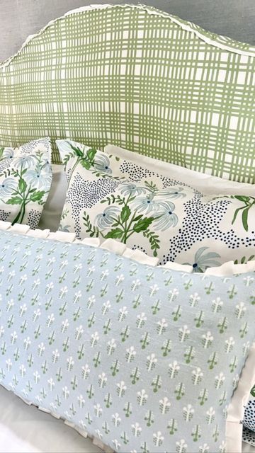 Blue And Green Bedrooms, Stripe Roman Shade, Green And Blue Bedroom, Navy Bedroom, Dorm Headboard, Navy Bedrooms, College House Decor, Guest Bedroom Design, Danika Herrick