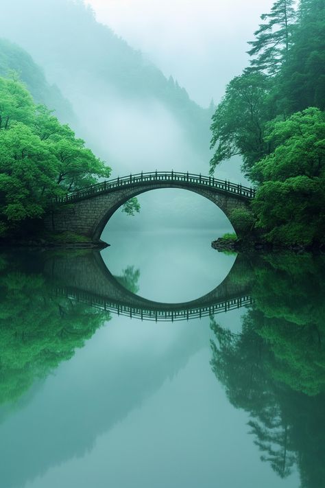 Bridge Over Water Drawing, Lined Drawing, Ocean Energy, Japan Core, Japanese Bridge, Reflection Pictures, East Of Eden, Asian Architecture, Water Drawing