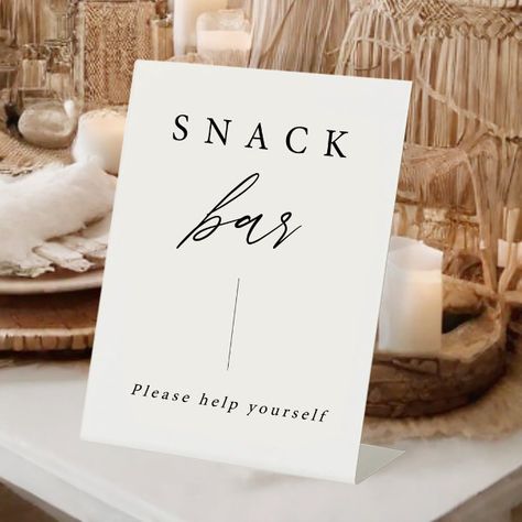 Elegant Calligraphy Wedding Snack Bar Sign Table Menu Wedding, Snack Bar Sign, Bar Sign For Wedding, Wedding Snack Bar, Sweet Table Sign, Wedding Open Bar, Wedding Snack, Open Bar Wedding, Bar Sign Wedding