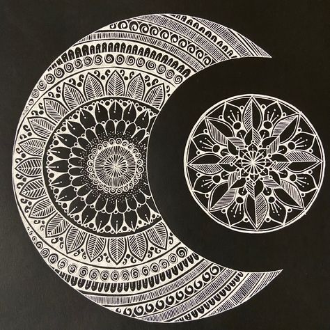 Half Moon Mandala, Aesthetic Moon, Moon Mandala, Mandala Design, Half Moon, Moon, Design