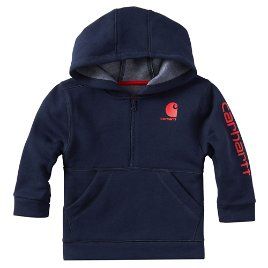 Carhartt Boys' Navy Blue Heather Half Zip Sweatshirt - front Carhartt Kids, Kids Carhartt, Farm Kids, Navy Logo, Half Zip Hoodie, Kid Clothes, Boy Clothing, Half Zip Sweatshirt, Toddler Hoodie