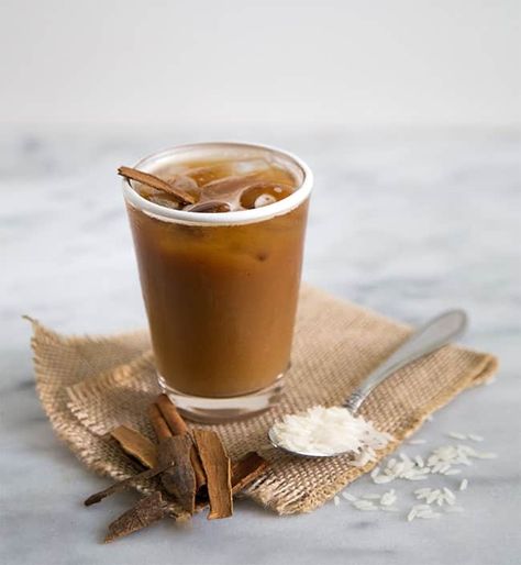 Horchata Latte (horchata con espresso)-The Little Epicurean How To Make Horchata, Horchata Latte, Homemade Horchata, Horchata Recipe, Cinnamon Dolce Latte, Condensed Coconut Milk, Dairy Free Soy Free, Cassia Cinnamon, Cinnamon Dolce