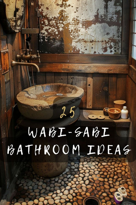 Looking to create a tranquil retreat? Discover 25 Wabi-Sabi bathroom ideas that celebrate imperfection and natural beauty. From organic textures to serene colors, find your inspiration. Click to explore! 🛁🌿 #BathroomDesign #WabiSabi #InteriorDesign #HomeInspo #TranquilSpaces Organic Natural Bathroom, Wabi Sabi Cottage, Nature Inspired Bathroom Ideas, Small Earthy Bathroom, Unfitted Bathroom, Rustic Bathrooms Ideas Farmhouse, Cement Bathroom Ideas, Wabi Sabi Toilet, Japanese Ceramics Wabi Sabi