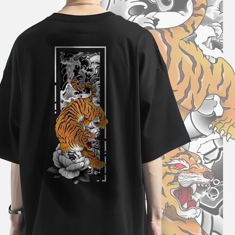 Tiger Art Streetwear Japan Style Unisex Tee, Nandemonai Kanji T-shirt, Gift for Asian Culture Fans, Trendy Fashion Shirt, Irezumi Japanese Holidays, Streetwear Mode, Tiger Art, Style Japonais, Japan Style, Art T Shirt, Style Streetwear, Mode Streetwear, Japan Fashion