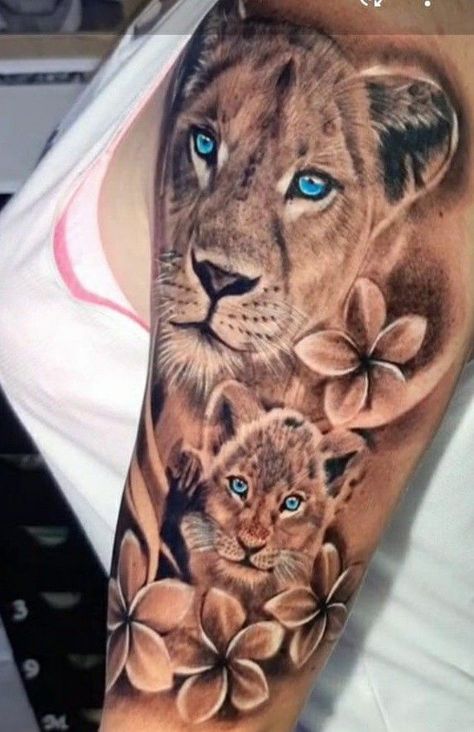 Protective Lioness Mom Tattoo, Lion Lioness And Cubs Tattoo, Lioness Family Tattoo For Women, Mama Lion And 2 Cubs Tattoo, Momma Lion And Cubs Tattoo, Lion Tattoo For Women With Cubs, Lioness And Cubs Tattoo Mothers Thigh, Cheetah With Cubs Tattoo, Lion And 3 Cubs Tattoo For Women