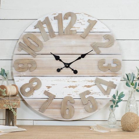 Wall Clock Decor Ideas, Clock Decor Ideas, Antique Farmhouse Decor, Best Wall Clocks, Modern Farmhouse Home Decor, Oversized Wall Clock, Wooden Wall Clock, Wood Clocks, Wood Wall Clock