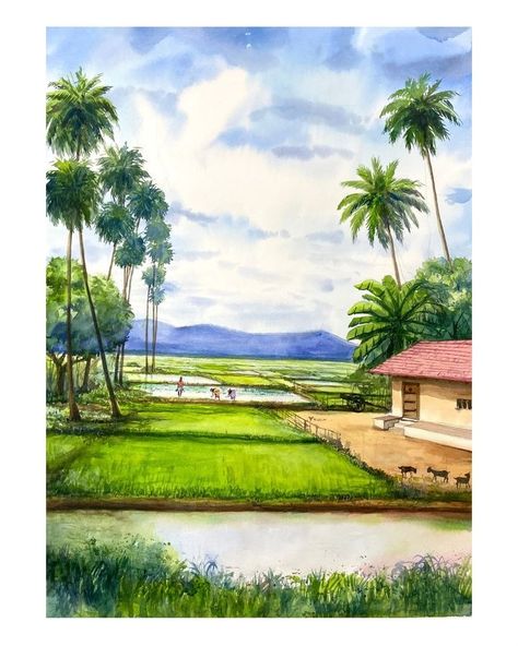 Navaneeth Art Gopalan (@navaneeth_gopalan) • Instagram photos and videos Watercolor Scenery Painting, Alphabet Drawing, Drawing Scenery, Watercolor Scenery, Artsy Photography, Sky Art Painting, Watercolor Art Landscape, Watercolor Paintings Nature, Painting Aesthetic