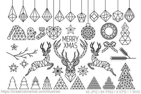 84 Geometric Christmas clip art ~ Graphics ~ Creative Market Geometric Christmas, Christmas Clip Art, Scrapbooking Cards, Christmas Drawing, Seasonal Home Decor, Christmas Vectors, Christmas Clipart, Hand Drawn Design, Holiday Greetings