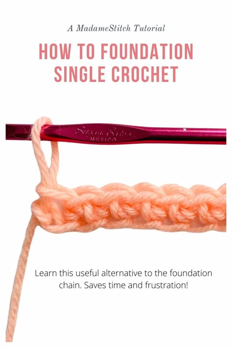 How To Start Crochet, Crochet Chain Stitch, Foundation Single Crochet, Crochet Hack, Crochet Chain, Single Crochet Stitch, Crochet Stitches Tutorial, Crochet Instructions, Crochet Stitches Patterns