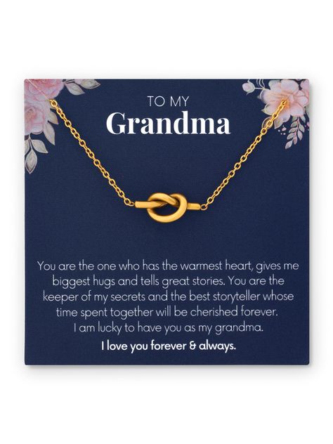 PRICES MAY VARY. To My Grandma: For your loving grandma, just let her know she'll always be important in the heart of her grandchild with a special bond since the very first day; this grandmother necklace gift is a truthful message for that Well-Handcrafted Jewelry: Our Dainty Necklace is made from high quality stainless steel, 17.5" cable chain with 2" extender, love knot pendant Heartfelt Message Card Included: Make your gifts to be more special with a meaningful message card. Short and sweet To My Grandma, Grandmother Necklace, Grandma Necklace, Gifts For Grandma, Presents For Women, Lucky To Have You, Meaningful Messages, I Love You Forever, Love Knot