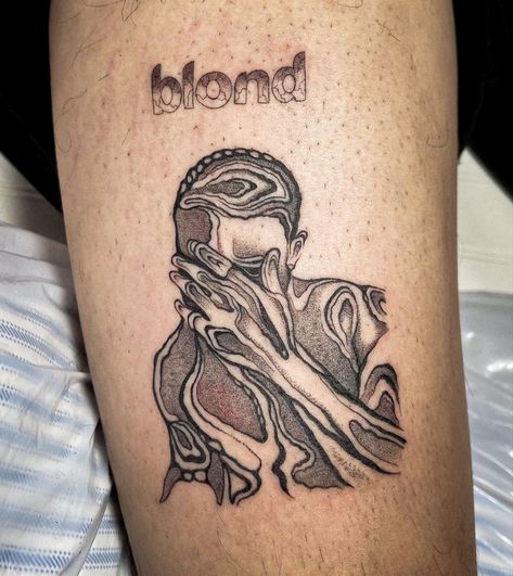 Blonde Album Tattoo, Seigfried Frank Tattoo, Album Cover Tattoo Ideas, Ivy Tattoo Frank Ocean, Self Control Frank Ocean Tattoo, Ivy Frank Ocean Tattoo, Blond Tattoo Frank Ocean, Nostalgia Ultra Tattoo, Album Covers Tattoo