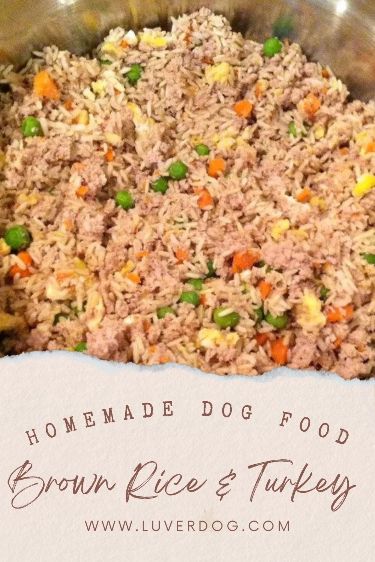 Brown Rice and Turkey with Rosemary Homemade Dog Food Dog Food Homemade, Dog Food Recipes Crockpot, High Protein Dog Food, Dog Food Recipe, Make Dog Food, Chicken And Brown Rice, Brown Rice Recipes, Veggie Dogs, Food Homemade