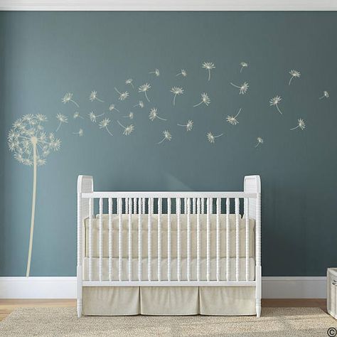 Dandelion Vinyl Wall Decal with 41 DIY floating seeds in 3 sizes K577 Dandelion Wall Decal, Baby Decor Diy, Diy Wall Decals, Baby Nursery Neutral, Interior Design School, Nursery Baby Room, Wall Quotes Decals, Bunny Rabbits, Gender Neutral Nursery