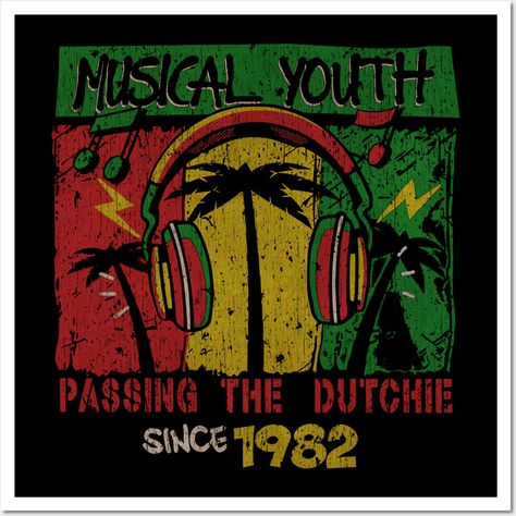 Iconic 80’S reggae act Musical Youth are back and exclusive T-shirts are here for you to ‘Pass the Dutchie’ in! -- Choose from our vast selection of art prints and posters to match with your desired size to make the perfect print or poster. Pick your favorite: Movies, TV Shows, Art, and so much more! Available in mini, small, medium, large, and extra-large depending on the design. For men, women, and children. Perfect for decoration. Reggae Album Covers, Reggae Music Posters, Pass The Dutchie, Streetwear Graphics, Reggae Poster, Graphic Pictures, Svg Prints, Reggae Art, Mini Posters