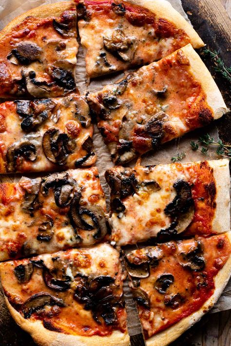 Taleggio Mushroom Pizza Instant Pizza Dough, No Rise Pizza Dough, Mushroom Pizza Recipes, Taleggio Cheese, Delicious Pizza Recipes, Quick Pizza, Mushroom Pizza, Large Pizza, Homemade Pizza Dough