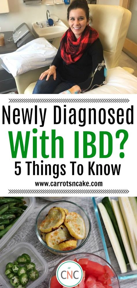 Being diagnosed with IBD was certainly overwhelming for me when it happened over 5 years ago. I've learned a lot since being diagnosed and realize just how many mistakes I've made along the way. I want to share 5 things I wish I had know with those of you at the beginning of your IBD journey so that you learn from them instead of suffering longer than you need to.  Newly Diagnosed with IBD? 5 Things to Know https://carrotsncake.com/newly-diagnosed-with-ibd-5-things-to-know/  #IBD #autoimmune #co Ibd Friendly Recipes, Ibd Aid Recipes, Irritable Bowel Disease Diet, Ibd Diet Recipes, Ibd Recipes, Ibd Diet, Crohns Diet, Irritable Bowel Disease, Fibroid Diet