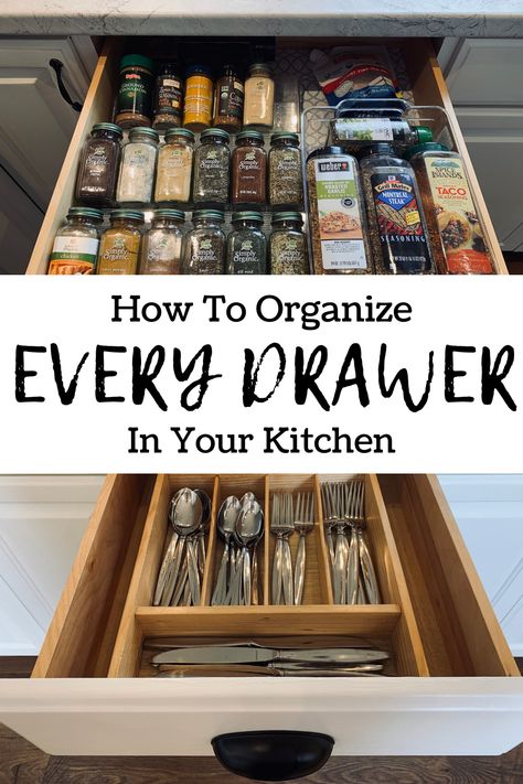 Drawer Inspiration, Organiser Cucina, Organize Kitchen, Organization Pantry, Kitchen Drawer Organization, Organizing Hacks, Kitchen Drawer, Drawer Design, Organize Drawers