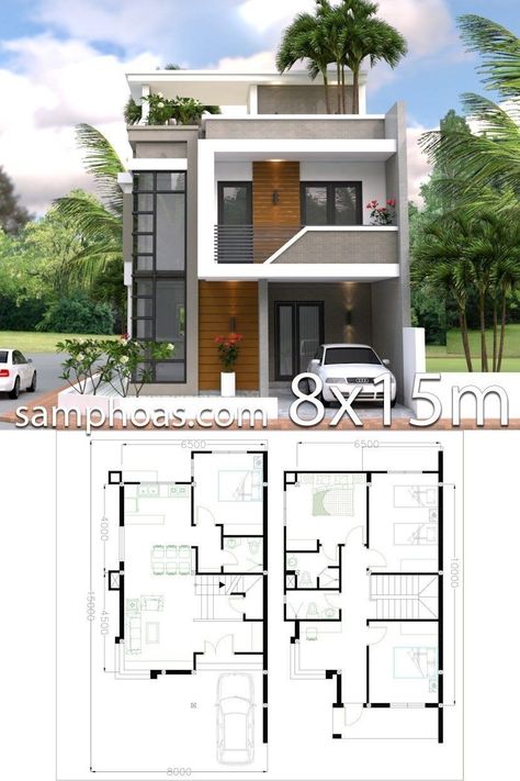 Two Story House Design, Modern House Floor Plans, 2 Storey House Design, Two Story House, Duplex House Plans, House Construction Plan, Architect Design House, House Layout Plans, Model House Plan