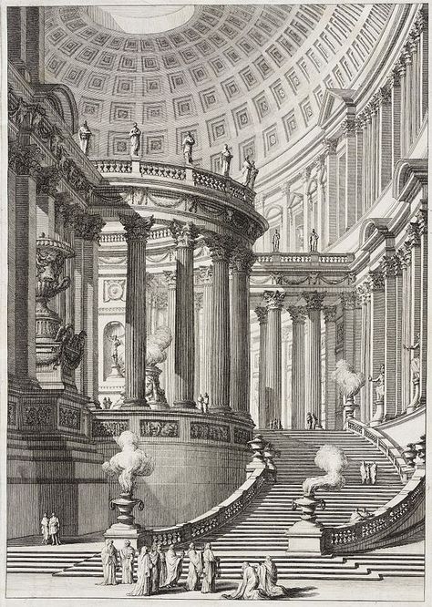 Giovanni Battista Piranesi - templo Vestal Virgin, Giovanni Battista Piranesi, Starověký Egypt, Architecture Baroque, Architecture Antique, Bangunan Minecraft, Ancient Temple, Architecture Drawing Art, Temple Design