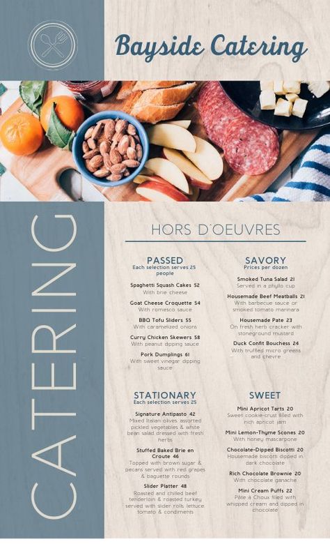 Catering Menu Design Templates, Sea Food Menu Design, Mozambique Food, Seafood Catering, Catering Menu Design, Cafe Menu Template, Squash Cakes, Cafe Menu Design, Catering Design