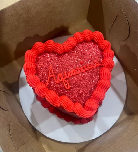 Cake from : @getbaked_cakes_2.0 on instagram IG| xashlyntae Heart Birthday Cake Aquarius, Aquarius Heart Cake, Aquarius Szn Cake, Aquarius Cake Birthdays, Aquarius Birthday Cake, Heart Shaped Cakes Birthday, Aquarius Cake, Red Heart Cake, Red Birthday Cake