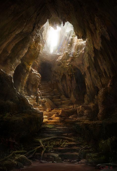 ArtStation - cave_path, Donghee Han Mountain Cave, Landscape Concept, Fantasy Places, Art Station, Fantasy Concept Art, 판타지 아트, Environment Design, Environment Concept Art, Fantasy Inspiration