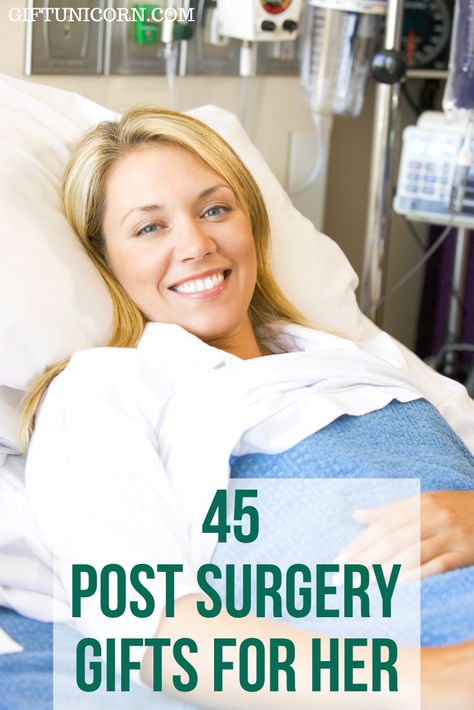 Here are just a few post-surgery presents for the woman in your life. Surgery is tough. It’s even tougher when you have to watch from the sidelines as a loved one goes through it. To make both of you feel better, In this list are my selection of ideas to shower her with love and affection through post-surgery gifts for her. #postsurgery #surgery #getwellgifts #postsurgerygifts  #getwellgiftideas #hospital #surgerygifts Post Op Gift Basket, Gift Basket After Surgery Recovery, Care Package Ideas After Surgery, After Hospital Care Package, Presurgery Gift Ideas, Get Well Diy Gifts, Lasik Eye Surgery Gift, Gift Basket For Someone Having Surgery, Gift Basket For Hospital Stay