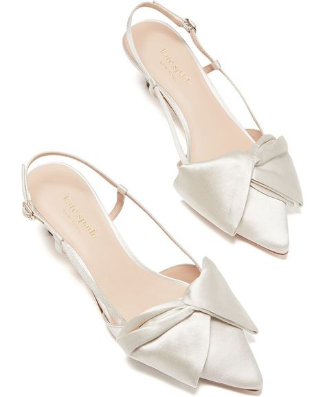 kate spade new york Marseille Dress Pumps - Macy's Kitten Heels Wedding, Kate Spade Wedding, Ivory Pumps, Wedding Shoes Low Heel, Bridal Flats, Bridal Shoes Flats, Wedding Shoes Bride, Wedding Shoes Flats, Wedding Flats