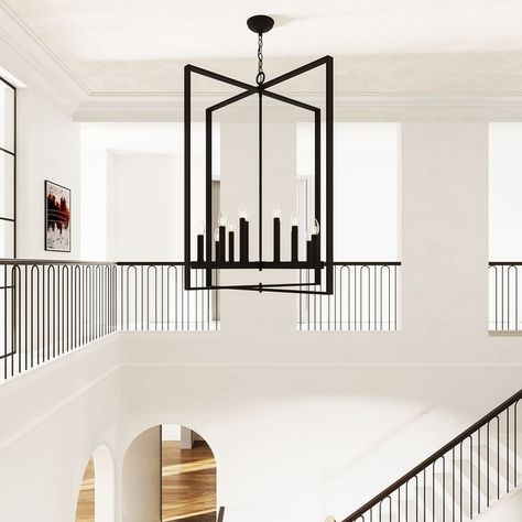 Modern Farmhouse 12-light Geometric Adjustable Metal Chandelier - 31 inches - Bed Bath & Beyond - 38408253 Geometric Outline, Rectangle Chandelier, Bathroom Outdoor, Candle Style Chandelier, Geometric Chandelier, Candle Chandelier, Metal Chandelier, Farmhouse Charm, Candle Styling