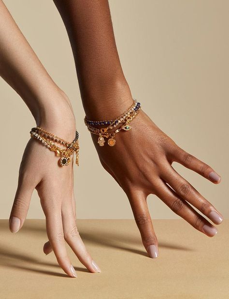 Astley Clarke | Fine & Demi-Fine Jewellery Bohemian Beaded Bracelet, Jewellery Photography Inspiration, Creative Jewelry Photography, Jewelry Photography Styling, Bracelets Ideas, Jewelry Editorial, Jewelry Photoshoot, Double Deck, Charm Chain